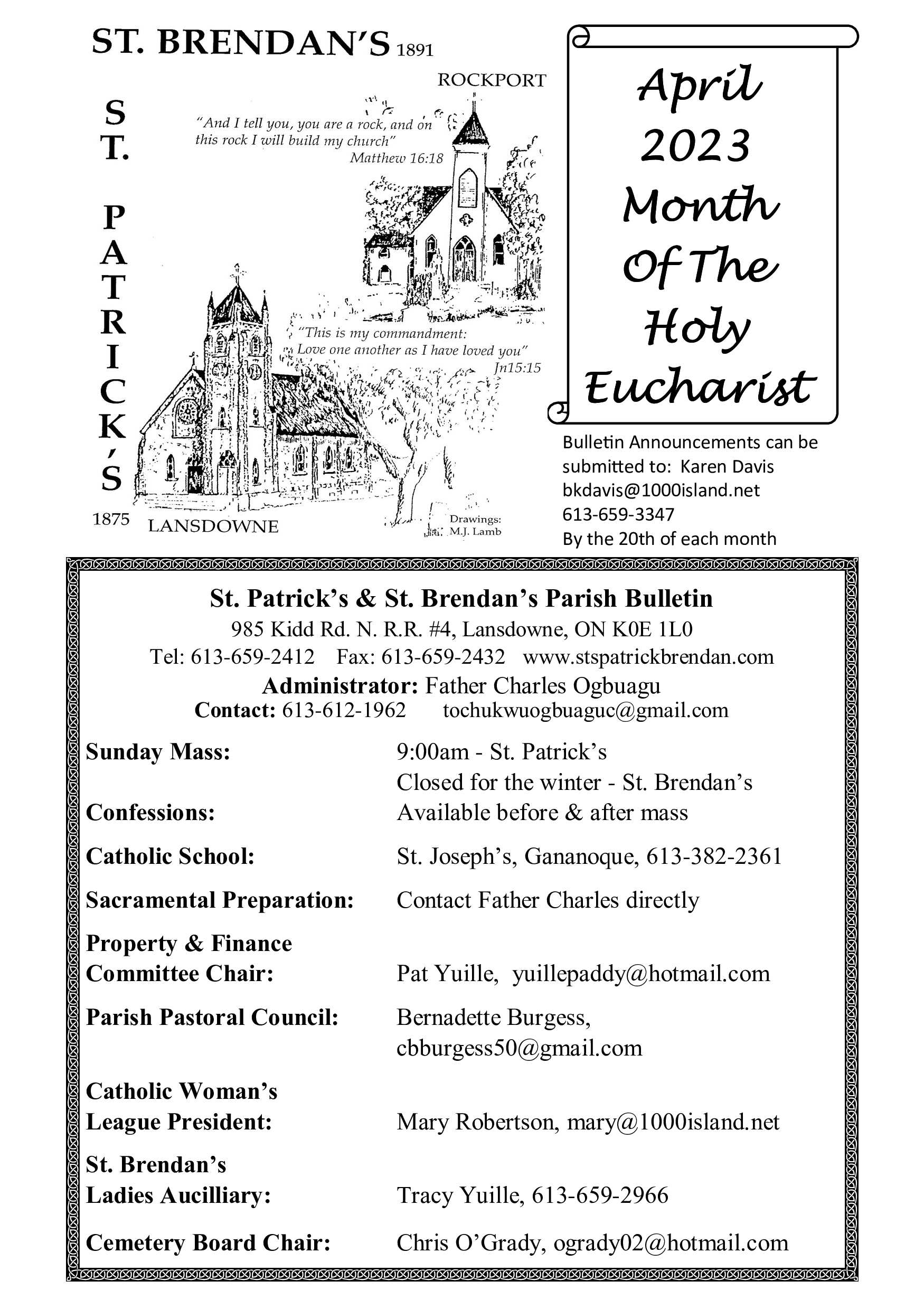 Bulletin The Parish of St. Patrick’s and St. Brendan’s